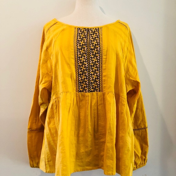 Sanctuary Tops - Sanctuary Golden Embroidered Boho Top Size L